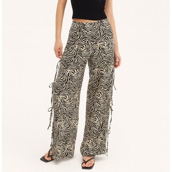 Free People Nigel Preston Side Tie Zebra Pants - Picture 1 of 8